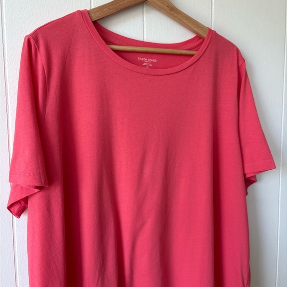 Eileen Fisher Organic Cotton Coral Short Sleeve Tee | Size 2X - Picture 2 of 6